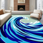 Dynamic Blue Wave Abstract Pattern Rug