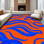 Bold Blue Swirl Pattern Rug