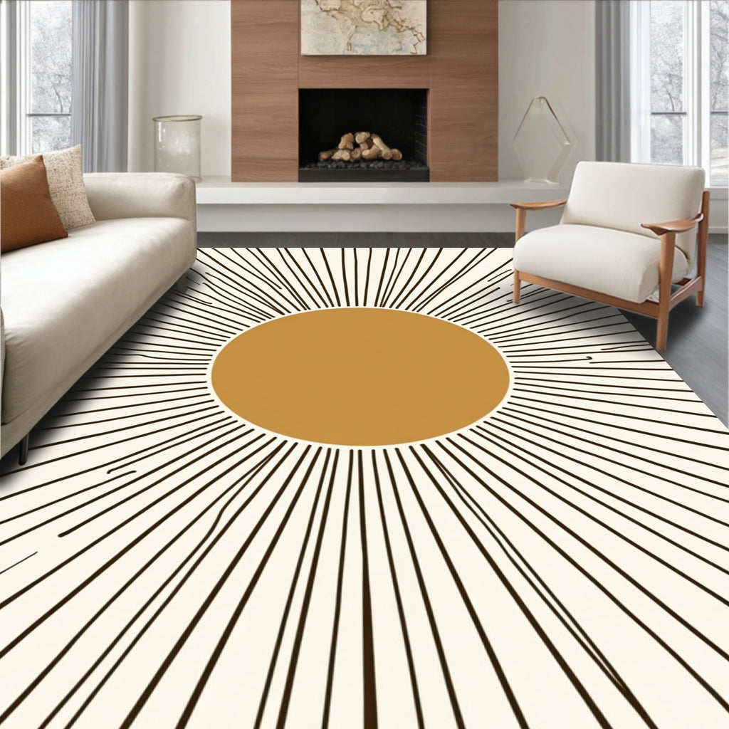 Sunburst Rays Abstract Earth Tone Rug